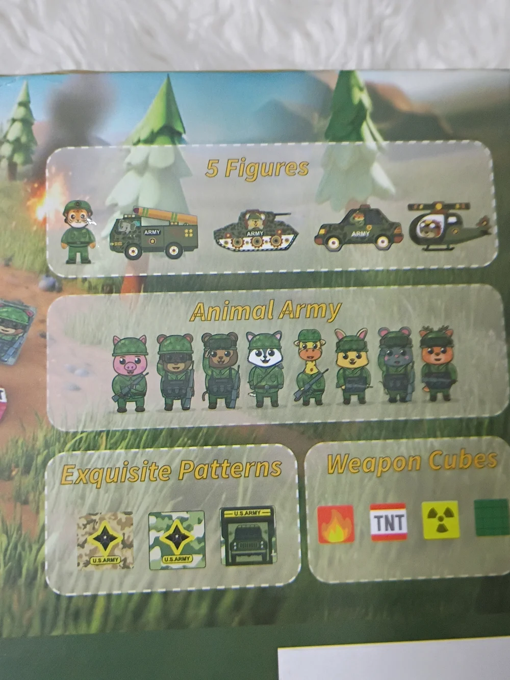NWT 63 Pcs Military Magnetic Tiles Building Blocks Playset - Green Army Toy Set